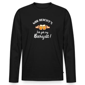 Ich geh ins Bierzelt - Outfit Party Volksfest - Männer Premium Bio Langarmshirt - Schwarz - Vorne - Nico (187cm)