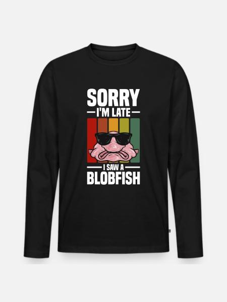 Blobfisch - Männer Premium Bio Langarmshirt - Schwarz