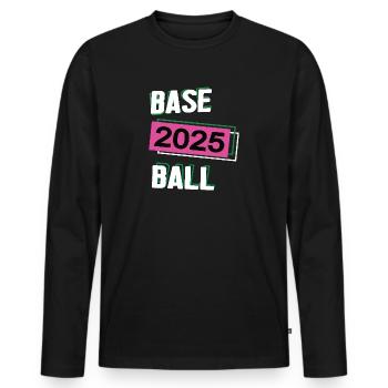Baseball Baseballerin Team Turnier Mannschaft 2025 - Männer Premium Bio Langarmshirt - Schwarz - Vorne - Nico (187cm)