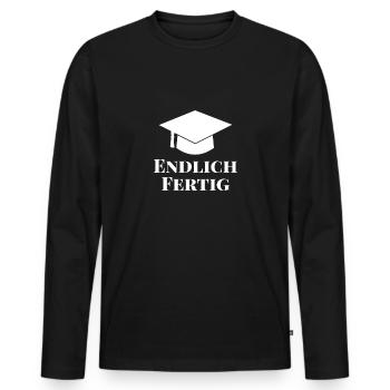 Endlich fertig Schule Abitur Abschluss - Männer Premium Bio Langarmshirt - Schwarz - Vorne - Nico (187cm)