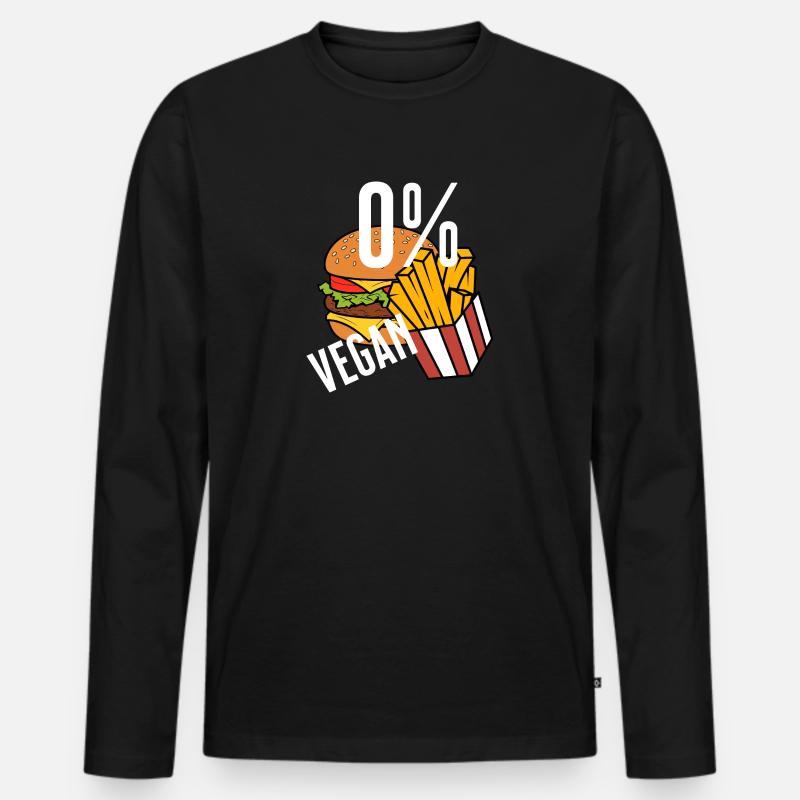 0% Vegan - Männer Premium Bio Langarmshirt - Schwarz