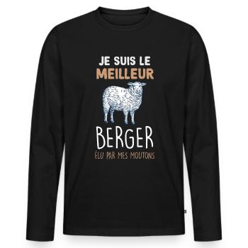 Le meilleur berger de moutons cadeau métier - T-shirt manches longues Premium bio Homme - noir - Devant - Nico (187cm)