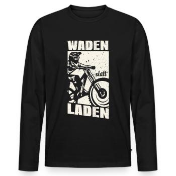 Waden statt Laden - Männer Premium Bio Langarmshirt - Schwarz - Vorne - Nico (187cm)