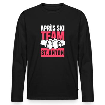Apres Ski Team St. Anton - Ski fahren in Österreic - Männer Premium Bio Langarmshirt - Schwarz - Vorne - Nico (187cm)
