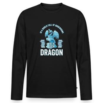 Rat de bibliothèque Bookdragon Books Dragon Book Fan De lecture Fan - T-shirt manches longues Premium bio Homme - noir - Devant - Nico (187cm)