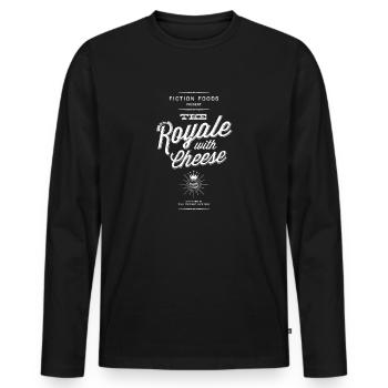 Royale with Cheese white - Men's Premium Organic Long Sleeve Shirt - black - Front - Nico (187cm)