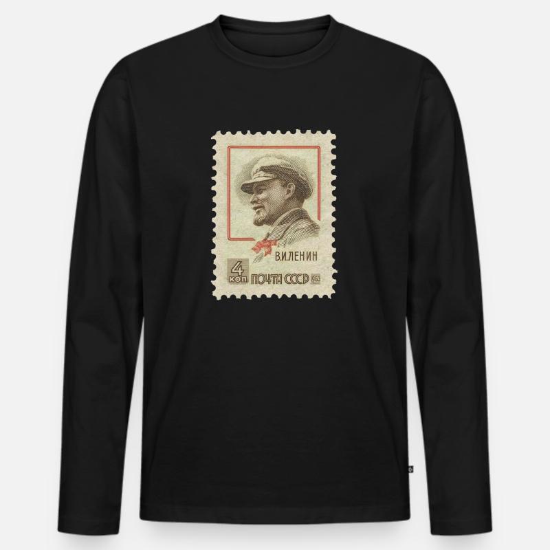 Lenin - Männer Premium Bio Langarmshirt - Schwarz