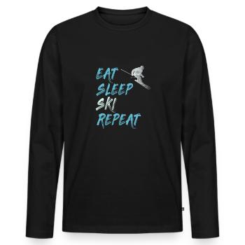 eat sleep ski repeat winter sports skis gift - Men's Premium Organic Long Sleeve Shirt - black - Front - Nico (187cm)