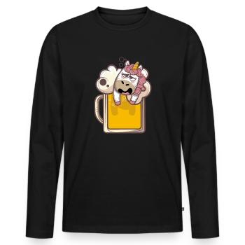 Einhorn Bier Mallorca Motto Partnerlook Party - Männer Premium Bio Langarmshirt - Schwarz - Vorne - Nico (187cm)