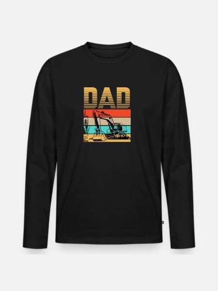 Bagger Papa Liebe - Männer Premium Bio Langarmshirt - Schwarz