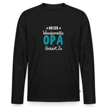 Dieser Wundervolle Opa gehört zu - Männer Premium Bio Langarmshirt - Schwarz - Vorne - Nico (187cm)