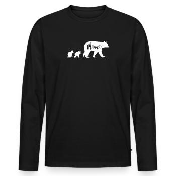 Maman Ours avec 2 Louveteaux Maman Maman Mère Cadeau - T-shirt manches longues Premium bio Homme - noir - Devant - Nico (187cm)