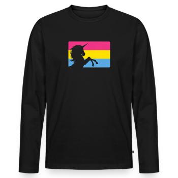 Pansexual Unicorn Pan Pride Flag Men Women Gift - Men's Premium Organic Long Sleeve Shirt - black - Front - Nico (187cm)