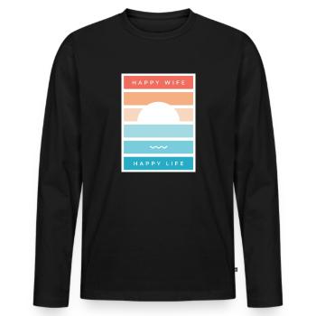 Femme heureuse, vie heureuse - T-shirt manches longues Premium bio Homme - noir - Devant - Nico (187cm)