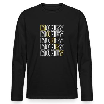 Geld - Männer Premium Bio Langarmshirt - Schwarz - Vorne - Nico (187cm)