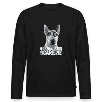 Bull terrier pirate - Men's Premium Organic Long Sleeve Shirt - black - Front - Nico (187cm)