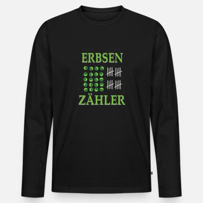 Erbsenzähler - Männer Premium Bio Langarmshirt - Schwarz