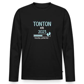 Tonton En 2023 Cadeau Futur Tonton - T-shirt manches longues Premium bio Homme - noir - Devant - Nico (187cm)
