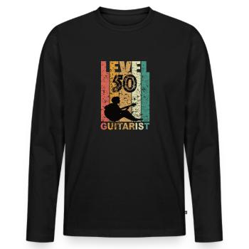 Geschenkidee 50. Geburtstag - Gitarrist Level 50 - Männer Premium Bio Langarmshirt - Schwarz - Vorne - Nico (187cm)