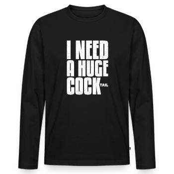 J’ai besoin d’un énorme cocktail - T-shirt manches longues Premium bio Homme - noir - Devant - Nico (187cm)