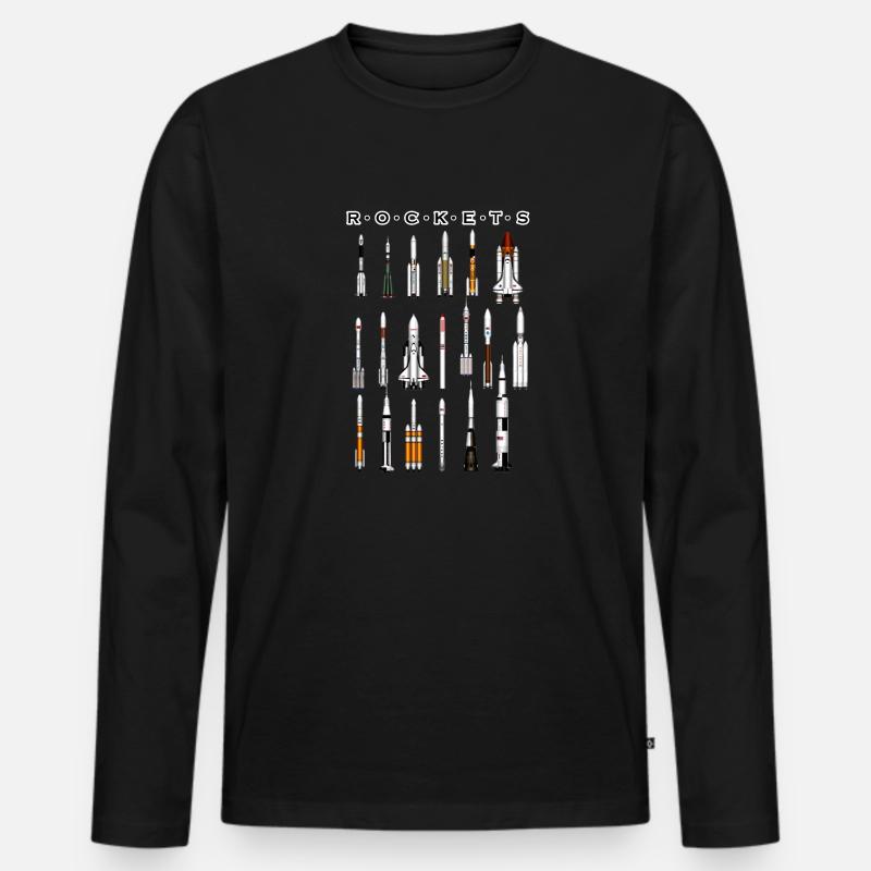 Super Space Raketen - Männer Premium Bio Langarmshirt - Schwarz