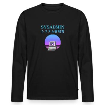 Sysadmin-| システム管理者 | Dampfwelle - Männer Premium Bio Langarmshirt - Schwarz - Vorne - Nico (187cm)