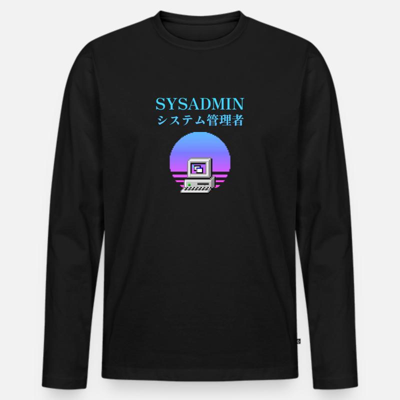 Sysadmin-| システム管理者 | Dampfwelle - Männer Premium Bio Langarmshirt - Schwarz