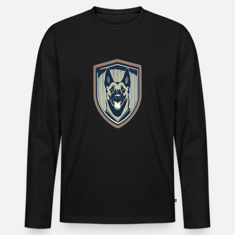 Hundekopfabzeichen - Männer Premium Bio Langarmshirt - Schwarz