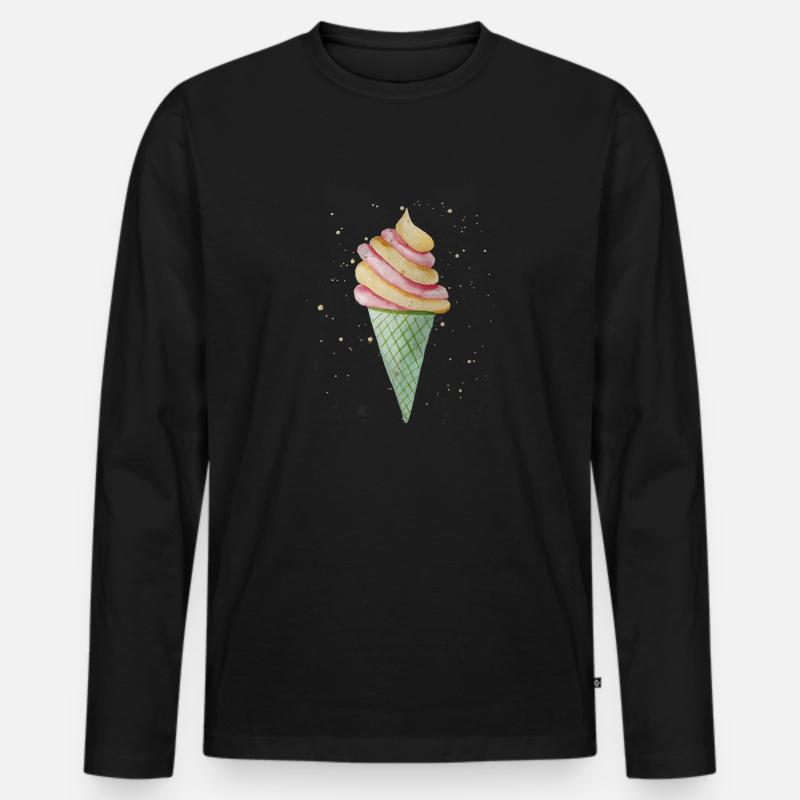 Softeis mit Sprinkles - Männer Premium Bio Langarmshirt - Schwarz
