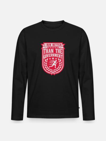 run better than government - Men's Premium Organic Long Sleeve Shirt - black