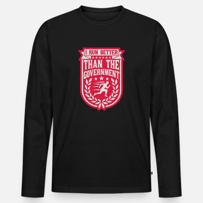 run better than government - Männer Premium Bio Langarmshirt - Schwarz