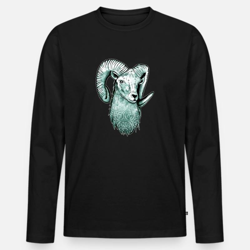 Widder Keltisch - Männer Premium Bio Langarmshirt - Schwarz