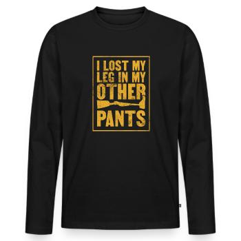 I Lost My Leg In My Other Pants | Optimistic and - Männer Premium Bio Langarmshirt - Schwarz - Vorne - Nico (187cm)