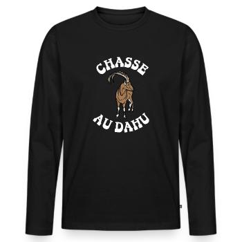chasse au dahu - T-shirt manches longues Premium bio Homme - noir - Devant - Nico (187cm)