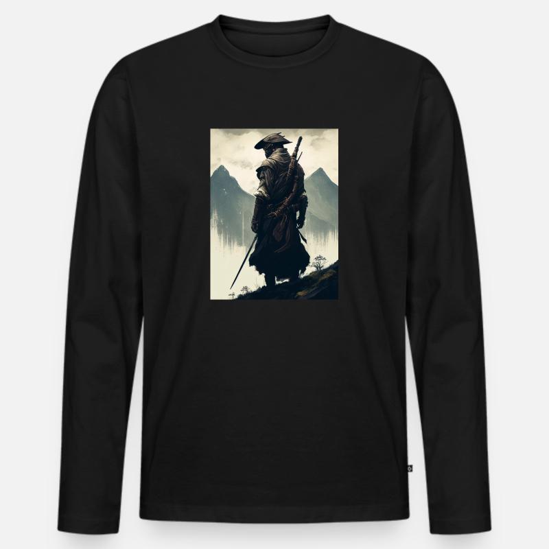 Berg-Samurai - Männer Premium Bio Langarmshirt - Schwarz