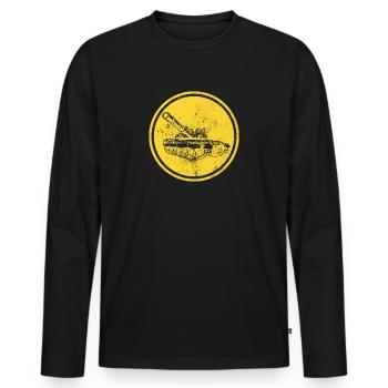 Panzer - Männer Premium Bio Langarmshirt - Schwarz - Vorne - Nico (187cm)