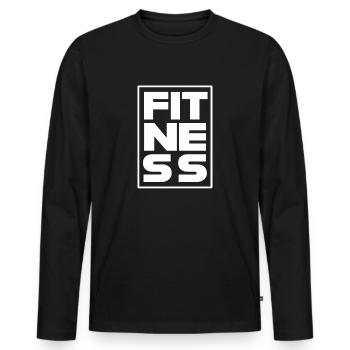 fitness mit rahmen weiß - Männer Premium Bio Langarmshirt - Schwarz - Vorne - Nico (187cm)