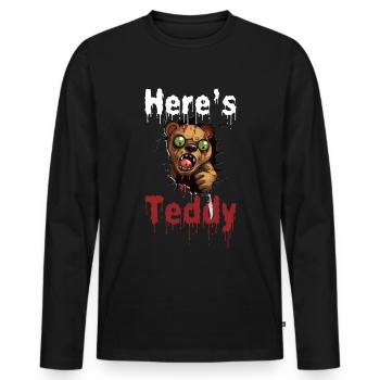 Zombie Halloween Monster Horror Knife Blood - Men's Premium Organic Long Sleeve Shirt - black - Front - Nico (187cm)
