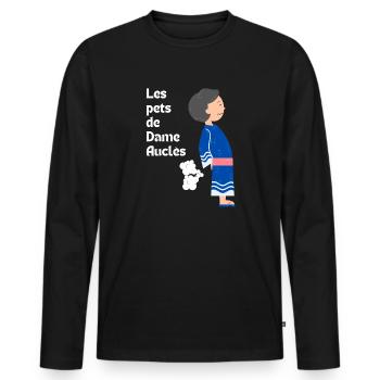 LOGO Les pets de Dame Auclès - T-shirt manches longues Premium bio Homme - noir - Devant - Nico (187cm)