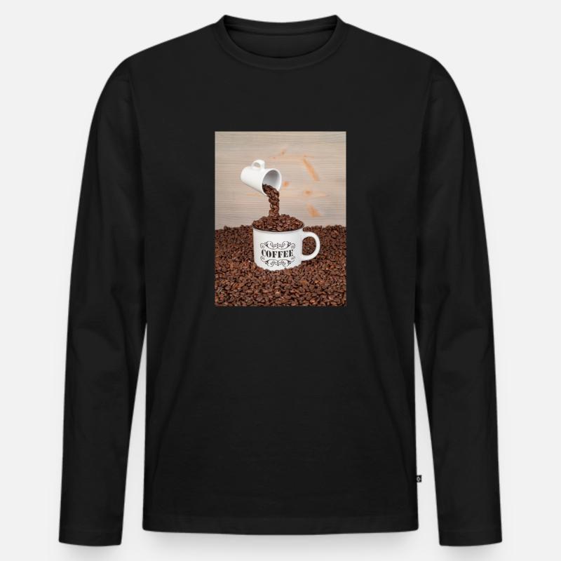 Eine Tasse Kaffee - Männer Premium Bio Langarmshirt - Schwarz
