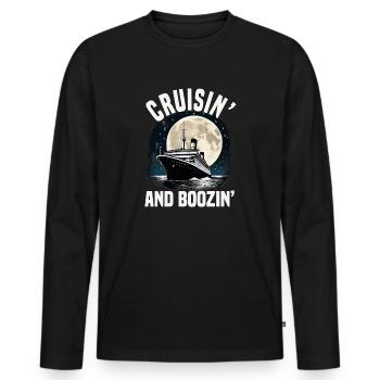 Cruising And Boozing Cruise Ship Vacation Group - Men's Premium Organic Long Sleeve Shirt - black - Front - Nico (187cm)