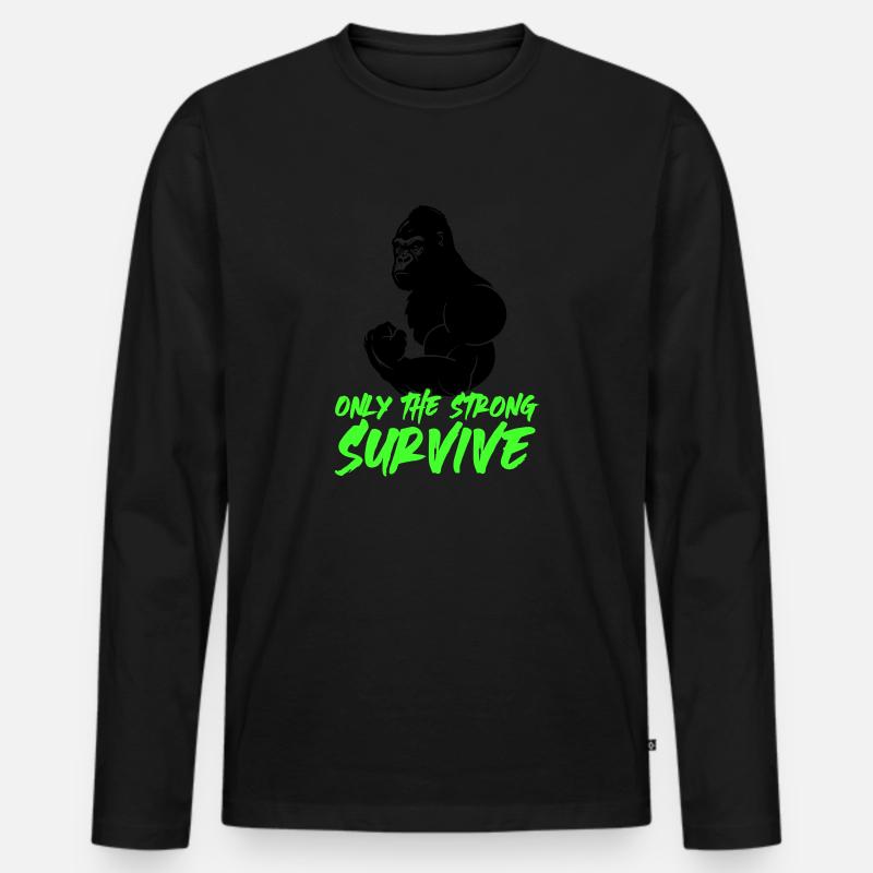gorilla strong - Männer Premium Bio Langarmshirt - Schwarz