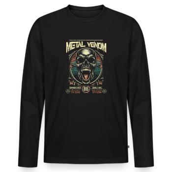 Venomeux Métal Menaçant Crâne Vieux Noir Amant - T-shirt manches longues Premium bio Homme - noir - Devant - Nico (187cm)