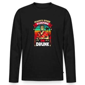 Always Sleeping or Drunk Funny Vintage Vibes - Men's Premium Organic Long Sleeve Shirt - black - Front - Nico (187cm)