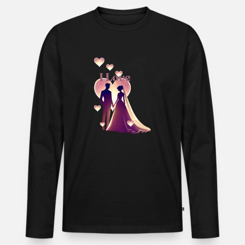 Pärchen - I Love - Männer Premium Bio Langarmshirt - Schwarz