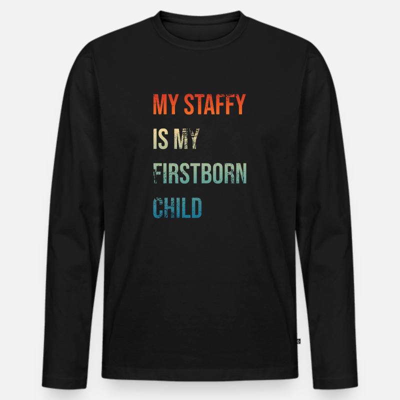 Staffy Firstborn - Männer Premium Bio Langarmshirt - Schwarz