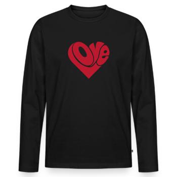 Love - Men's Premium Organic Long Sleeve Shirt - black - Front - Nico (187cm)
