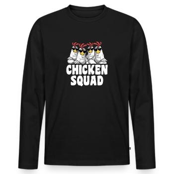 Chicken Squad Cool Chicken Saying - Men's Premium Organic Long Sleeve Shirt - black - Front - Nico (187cm)