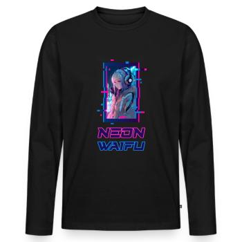 Cyber Futuristic Girl - Anime Shirt - Männer Premium Bio Langarmshirt - Schwarz - Vorne - Nico (187cm)
