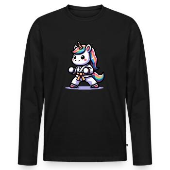 Licorne de karaté - T-shirt manches longues Premium bio Homme - noir - Devant - Nico (187cm)